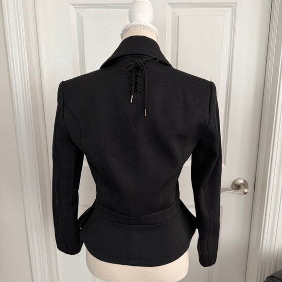 MCQ ALEXANDER MCQUEEN BLACK PEPLUM BLAZER - SZ IT  40 - Picture 5 of 9